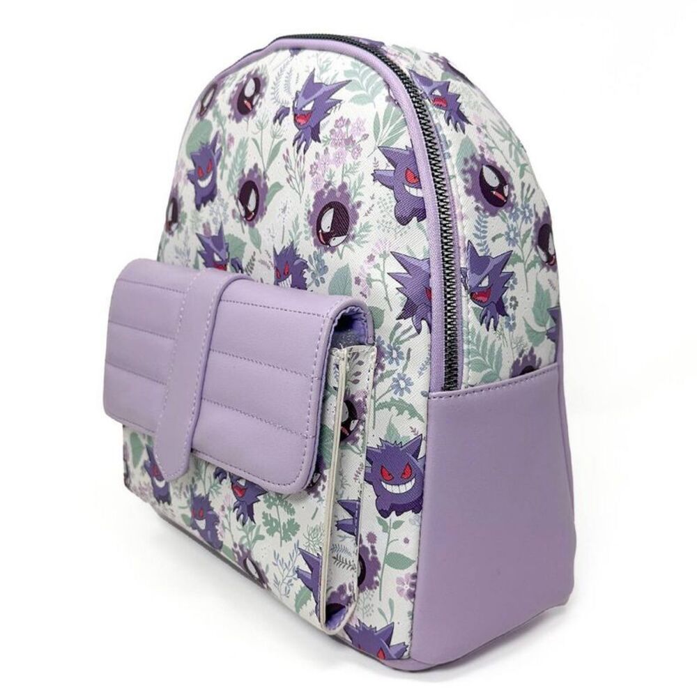 Pokemon - Pokémon Gengar Print 11" Mini Backpack Purse - Whi White/Purple - Picture 2 of 4